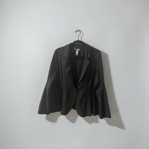 Kate & Mallory Women’s  Black Blazer Jacket Ruffle Bell Sleeve Single Button XL